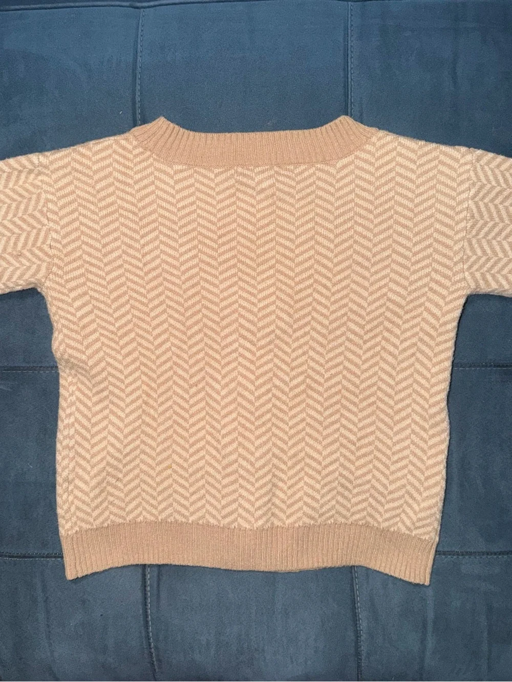 Sincerly Jules Chevron Knit Button-Up Cardigan in Cream